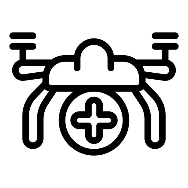 Dron medyczny dostarczający zestaw pierwszej pomocy z symbolem krzyża