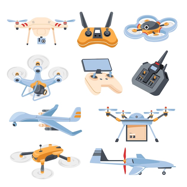 Drony I Zautomatyzowane Samoloty Lub Typy Wektorów Uav