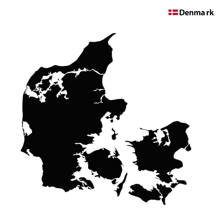 Wektor drukowalna mapa wektorowa danii