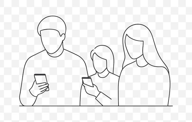 Drukowanie wszechstronnego zbioru ilustracji wektorowych wykorzystujących smartfon Line Art dla różnych aplikacji