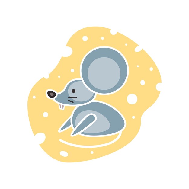 Drukuj logo myszy i ikony sera ilustracji wektorowych