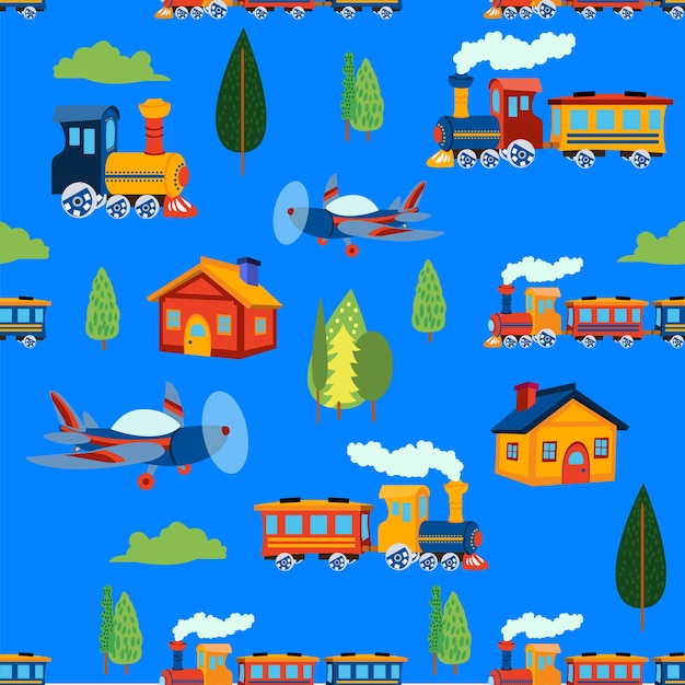 Drukuj Train Seamless Pattern