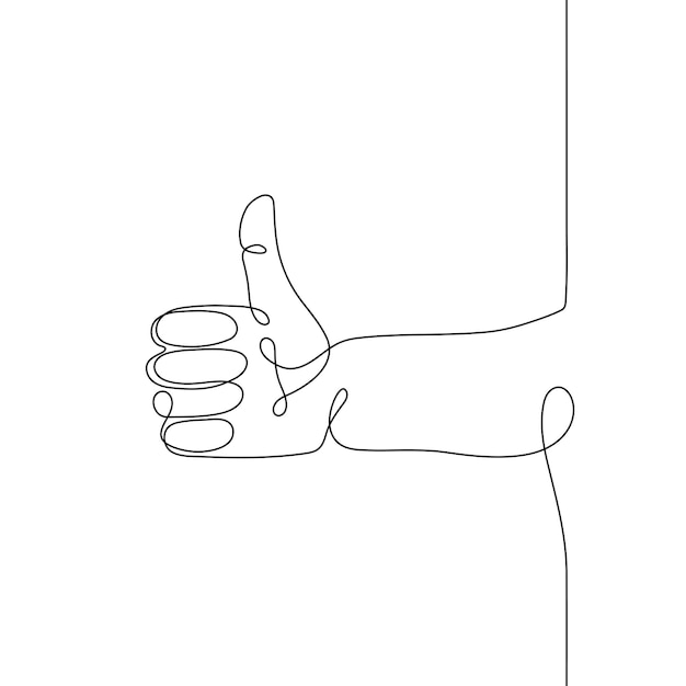 Drukujpojedyncza Linia Narysowana Gestem Ręki Minimalistyczna Ludzka Ręka Z Podobnymi Palcami, Kciukami W Górę
