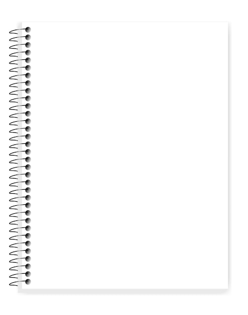 Drut związany pusty notatnik z białymi stronami makieta wektorowa Spirala pusta litera format notatnika szablon