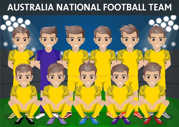 Plik wektorowy drużyna piłkarska australii w międzynarodowym turnieju