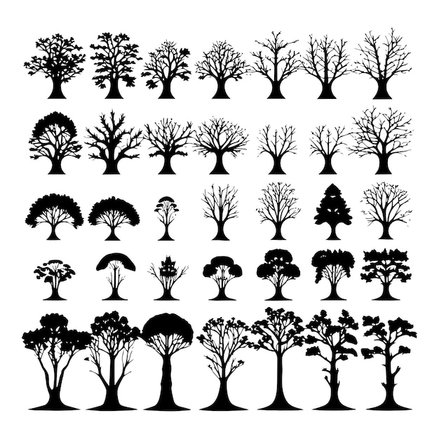 Drzewa Na Białym Tle Ilustracja Wektorowa
