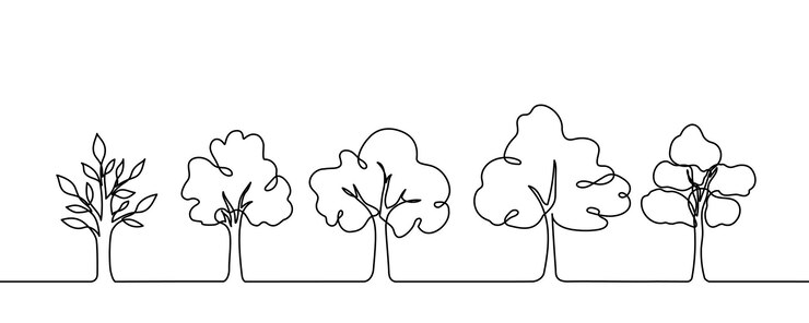 Wektor drzewna roślina doodle zarys wektor las środowisko ciągła jedna linia drzewna roślina dla natury eko