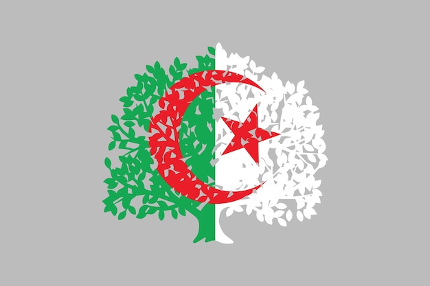 Plik wektorowy drzewo flagi algierii flaga algierii oryginalna i prosta ilustracja wektorowa flagi algerii
