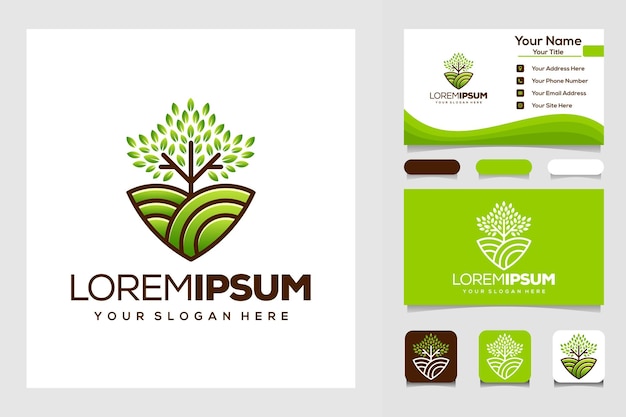 Drzewo Ikona Elementy Szablonu Logo Zielonego Ogrodu I Wizytówki