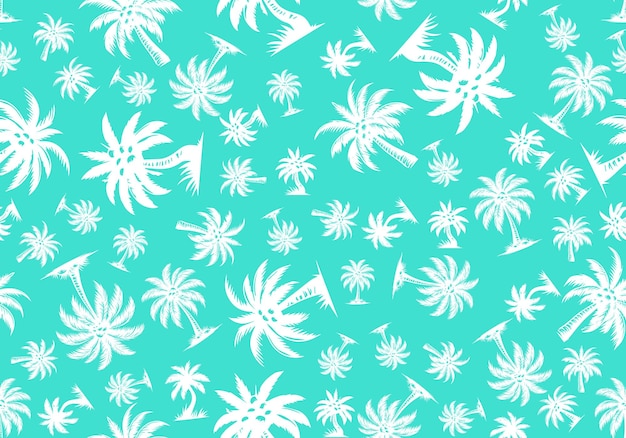 drzewo kokosowe w lecie Prosta ilustracja liniowa Bezszwowy wzór z abstrakcyjnym drukiem kwiatowym