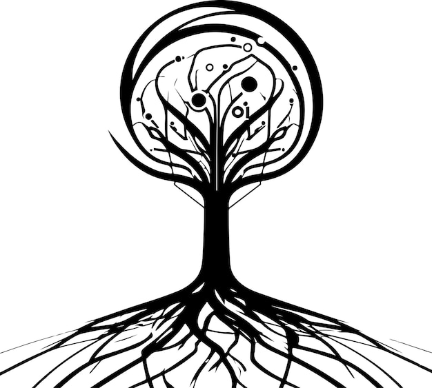 Drzewo Tech Logo Cyfrowe Drzewo Dobre Do Projektowania Nadruków Na Koszulkach