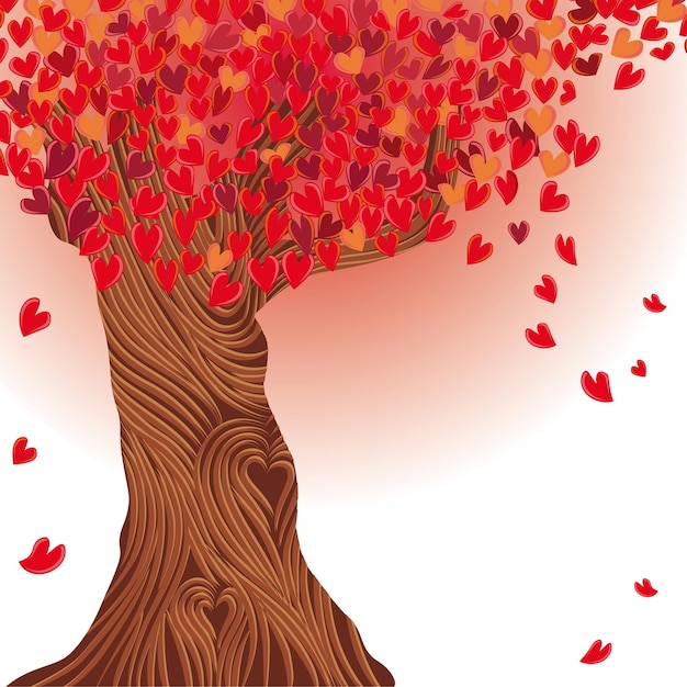 Plik wektorowy drzewo walentynkowe wektor serca karta miłosna tło ślubne