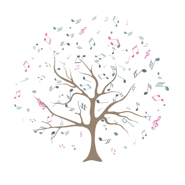 Plik wektorowy drzewo wektorowe z notami muzycznymi