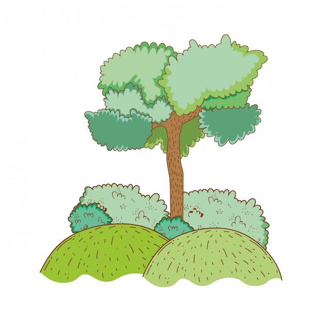 Plik wektorowy drzewo wiejski krajobraz w rundzie ikona