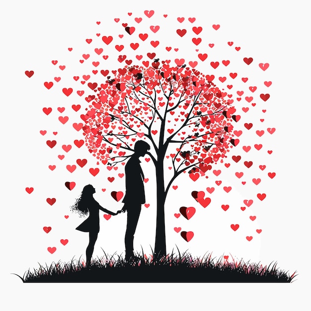 Plik wektorowy drzewo z sercami i zakochana para