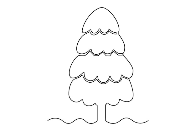 Drzewo zimowe ciągła jedna linia rysowana na białym tle ilustracja wektorowa