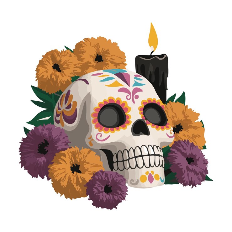 Wektor duch da de los muertos w kolorach i świecach