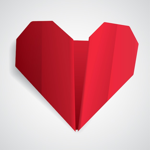 Duże czerwone serce origami wykonane z czerwonego papieru