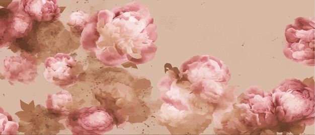 Plik wektorowy duże różowe kwiaty piwonii lub róży można wykorzystać jako kartkę z życzeniami, zaproszenie na ślub, zaproszenie na urodziny
