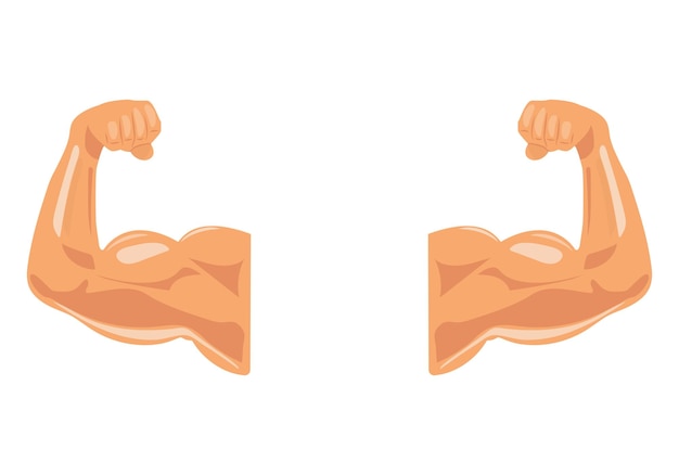 Duże, silne, mięśniowe ramiona Ilustracja fitness i sport Cartoon Biceps Siłownia i kulturystyka