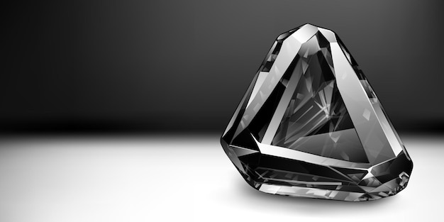 Duży cenny czarny kryształ jak agat z podkreśleniami i cieniem na kolorowym tle Faceted gemstone