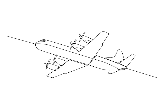 Duży samolot transportowy Samolot ikona wektor solidna ilustracja piktogram na białym Minimalizm koncepcja jedna linia narysować projekt graficzny ilustracji wektorowych samolotu