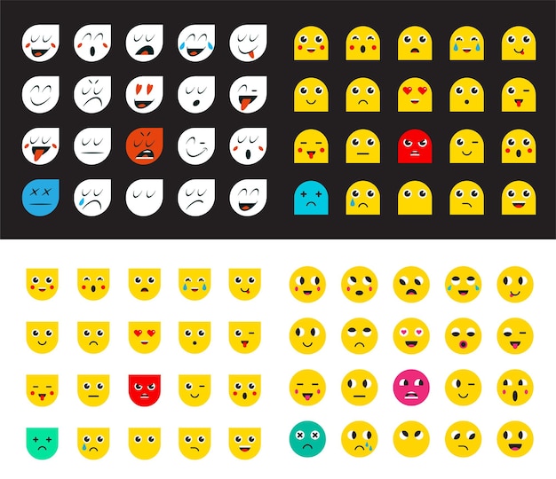 Plik wektorowy duży zestaw emotikonów lub emoji dla ilustracji wektorowych urządzeń
