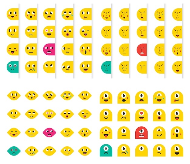 Plik wektorowy duży zestaw emotikonów lub emoji dla ilustracji wektorowych urządzeń