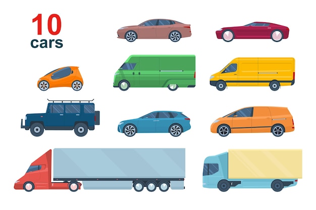 Plik wektorowy duży zestaw różnych modeli samochodów ilustracji wektorowych