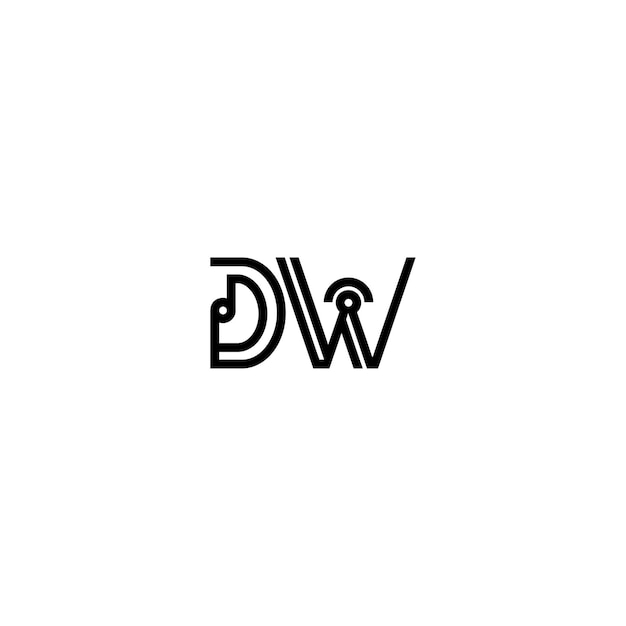 Plik wektorowy dw monogram logo projekt list tekst nazwa symbol monochromatyczny logotyp alfabet znak proste logo