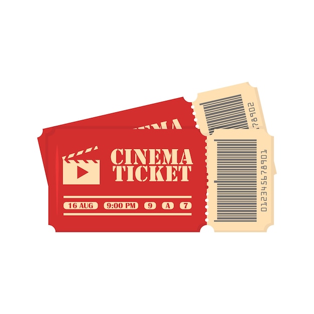 Plik wektorowy dwa czerwone bilety do kina na białym tle