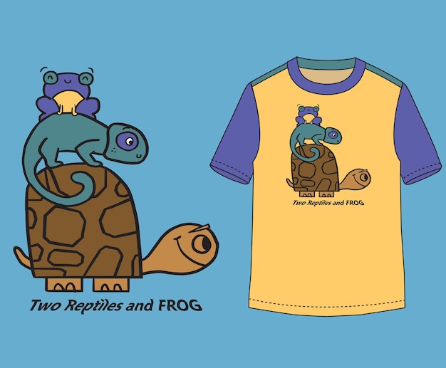 Dwa Gady I żaby I Chłopcy T Shirt Wektor Ilustracja Projektu