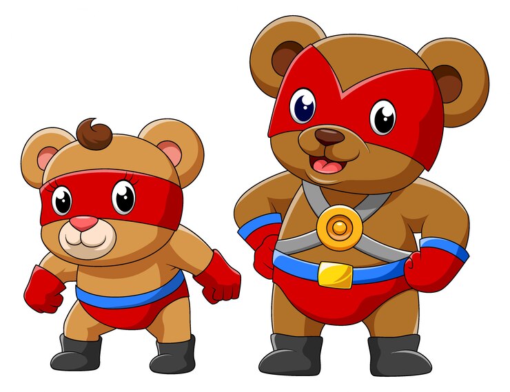 Wektor dwa niedźwiedzie w kostiumie superbohatera ilustracji