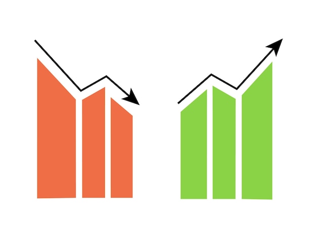 Dwa Proste Wykresy Dynamika Wzrostu I Spadku Strzałka W Górę Iw Dół Finanse Oraz Zysk Lub Strata