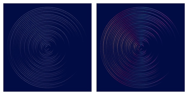 Plik wektorowy dwa różne wektory kręgów z kropkami i różnymi kolorami niebieski tło projekt zestaw fingerpri