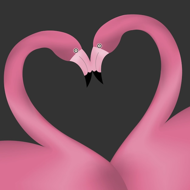 Plik wektorowy dwa różowe flamingi w miłości tworzące serce ilustracji wektorowych