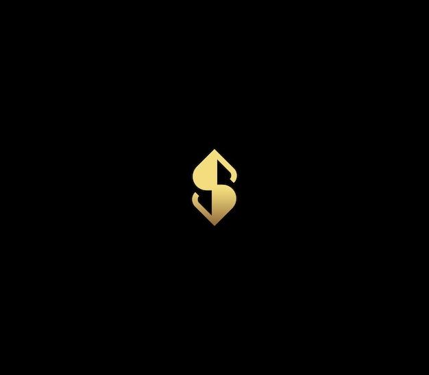Dwa serca litery S monogram lub luksusowe litery S diamenty logo z czarnym tłem