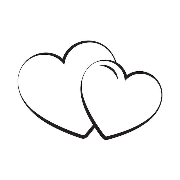 Plik wektorowy dwa serca w minimalistycznym kształcie linii z detalami