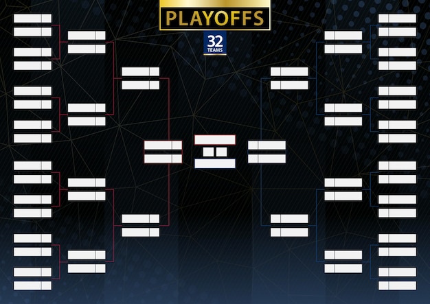 Plik wektorowy dwa wsporniki turniejów konferencyjnych dla 32 drużyn lub graczy na ciemnym tle harmonogram wektorów playoffs