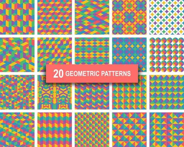 Dwadzieścia Pastelowych Kolorów Geometrycznych Wzorów Tła