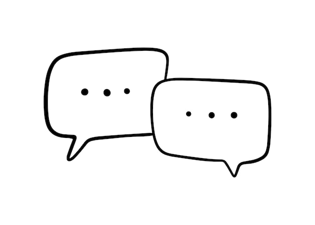 Dwie chmury dialogowe z kropkami dialog cisza komunikacja doodle linearna kreskówkowa kolorystyka