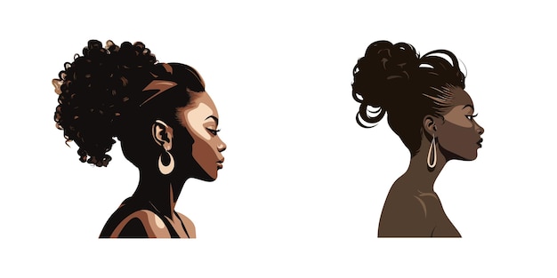 Plik wektorowy dwie czarne kobiety z różnymi fryzurami wektor kreskówek
