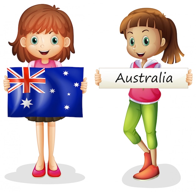 Plik wektorowy dwie dziewczyny i flaga australii