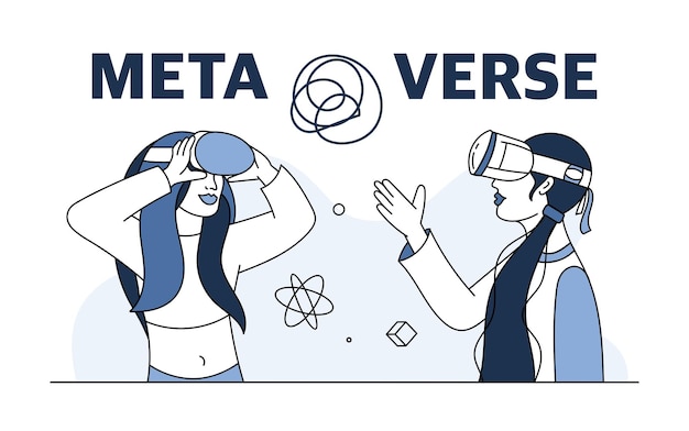 Dwie Nastolatki W Okularach Wirtualnej Rzeczywistości Koncepcja Metaverse Technologie Gier