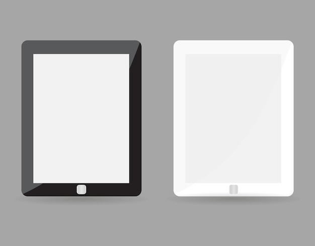 Plik wektorowy dwie realistyczne koncepcja komputera typu tablet czarno-białe