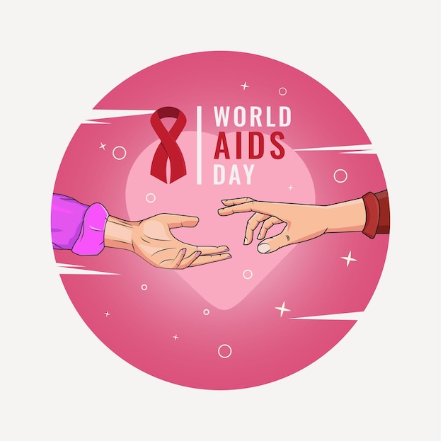 Dwie Ręce W Kształcie Serca I światowy Dzień Aids Projekt Tła Ilustracji Wektorowych