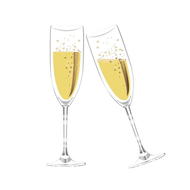 Plik wektorowy dwie szklanki szampana, izolowane na przezroczystym tle.