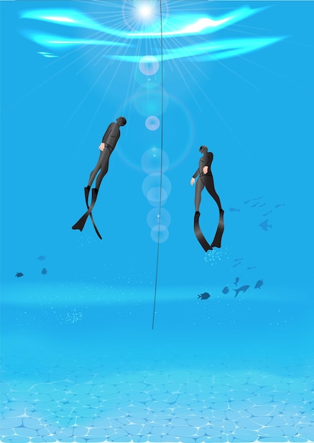 Plik wektorowy dwóch freediverów pod wodą
