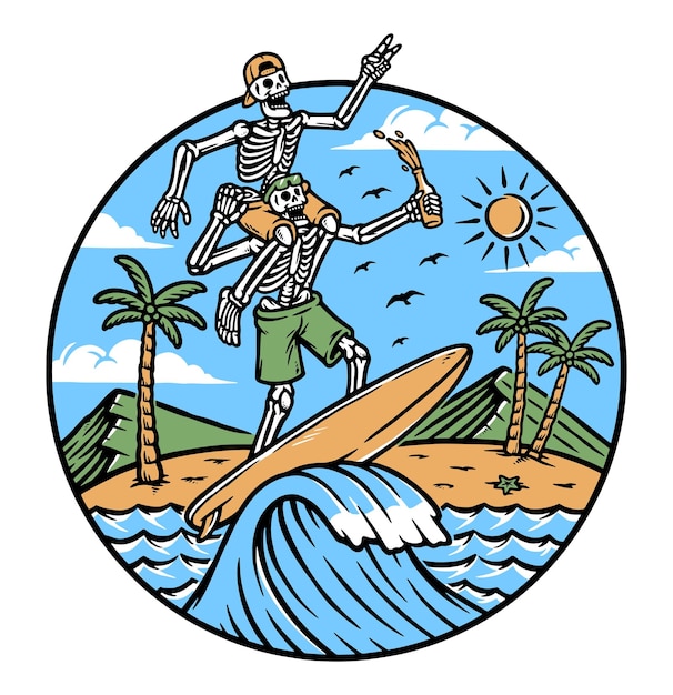 Dwóch Surferów Czaszki Na Plaży