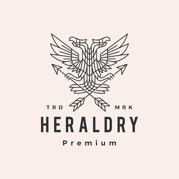 Dwugłowy Orzeł Heraldyka Hipster Vintage Logo